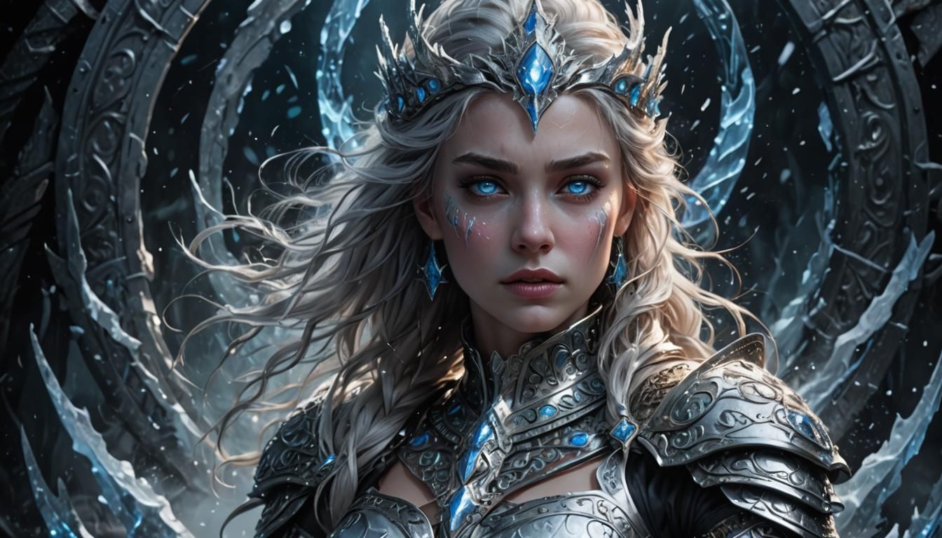 Icy Warrior Queen in Silver Armor
