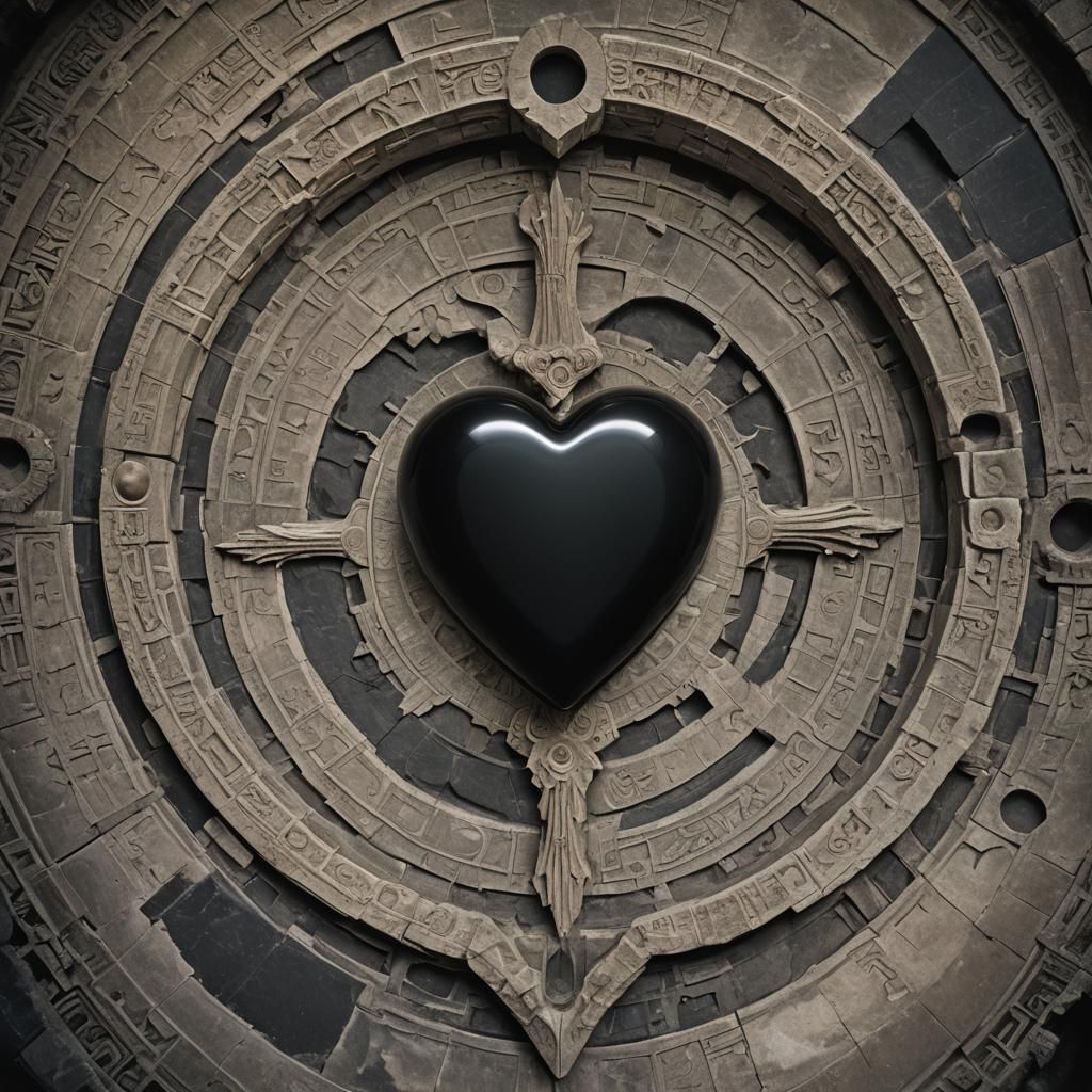 Enigmatic Onyx Heart: 3D Anime Art