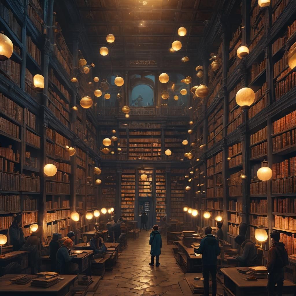 Mystical Library: Seventeen Orphans in Digital Art Style