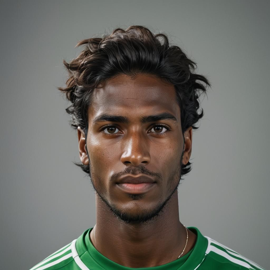 Tunisian Soccer Player Headshot in Realistic Photography