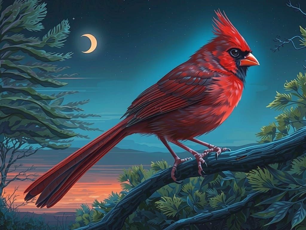 Surreal Blue Moon Cardinal in Hyper-Realistic Style