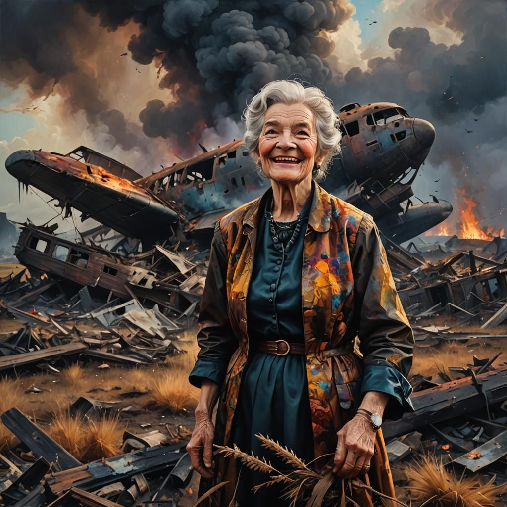 Baroque Fantasy: Old Lady in Plane Wreckage