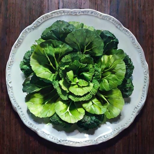 Man in Lettuce Cabbage Hat, Realistic Alcohol Ink Painting