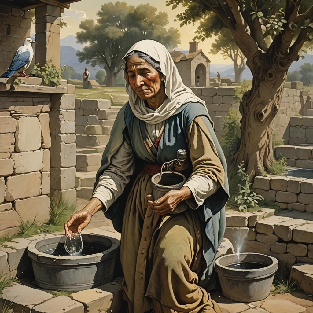 Distressed Woman Finds Solace at the Well