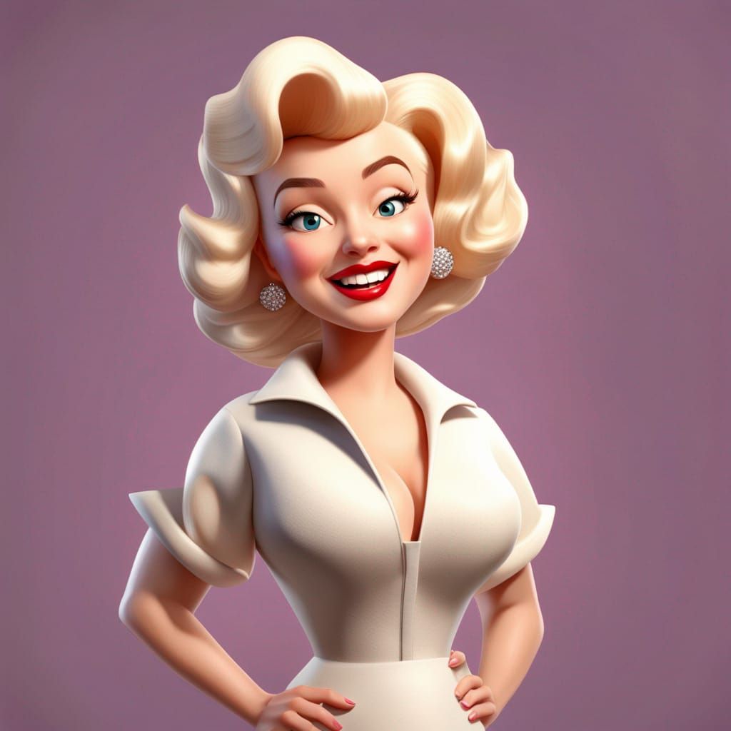 Cartoon Caricature of Marilyn Monroe, 3D Render