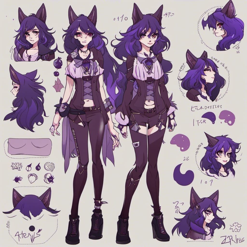 Anime Wolf Woman Witch Character Sheet