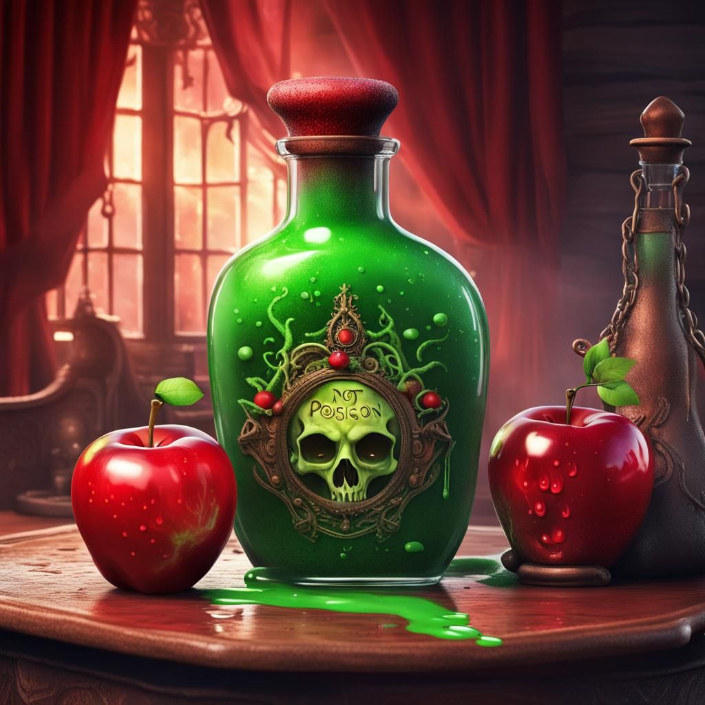 Magical Potion Bottle with Poison Apple