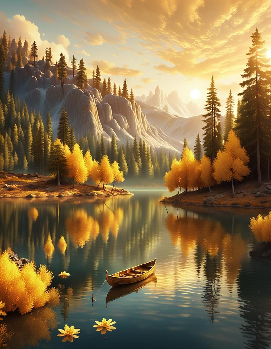 Autumn landscape in the lake