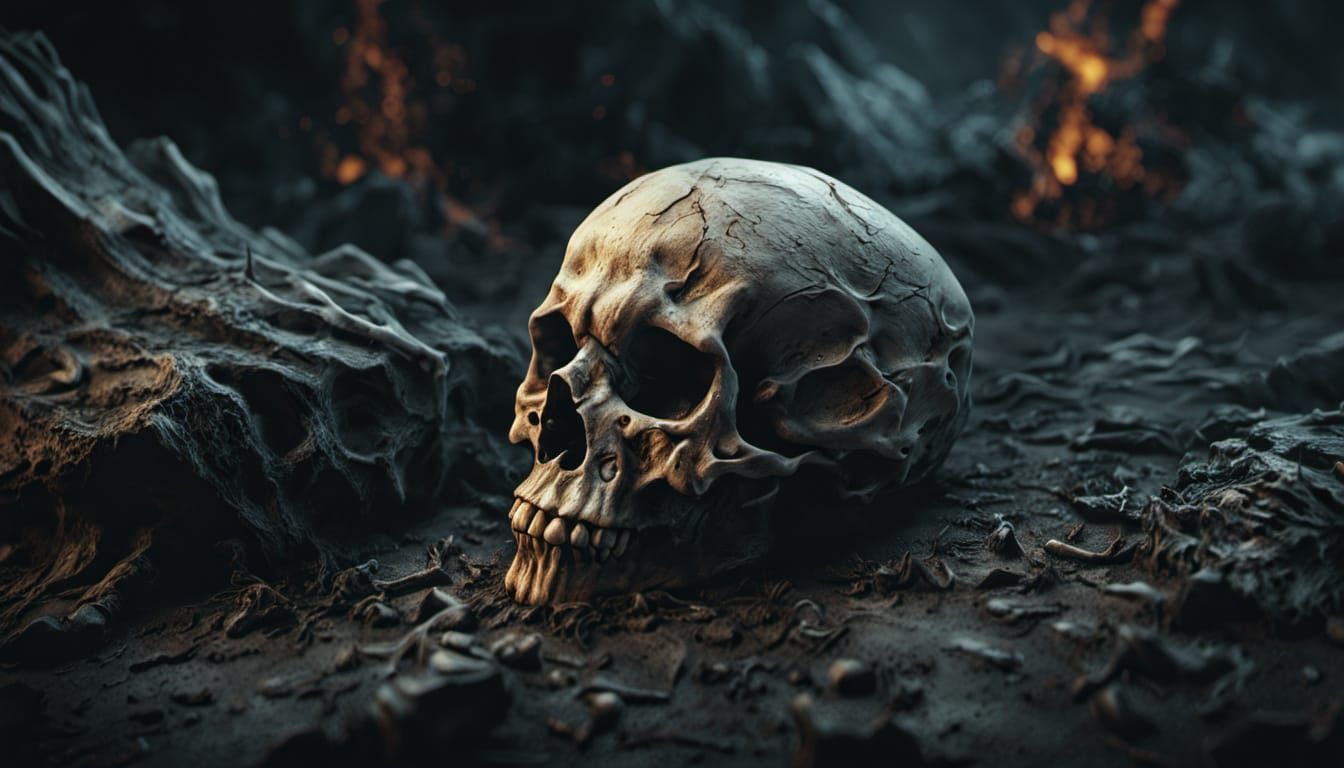 Vibrant Epic Macro Painting of a Glowing Bone