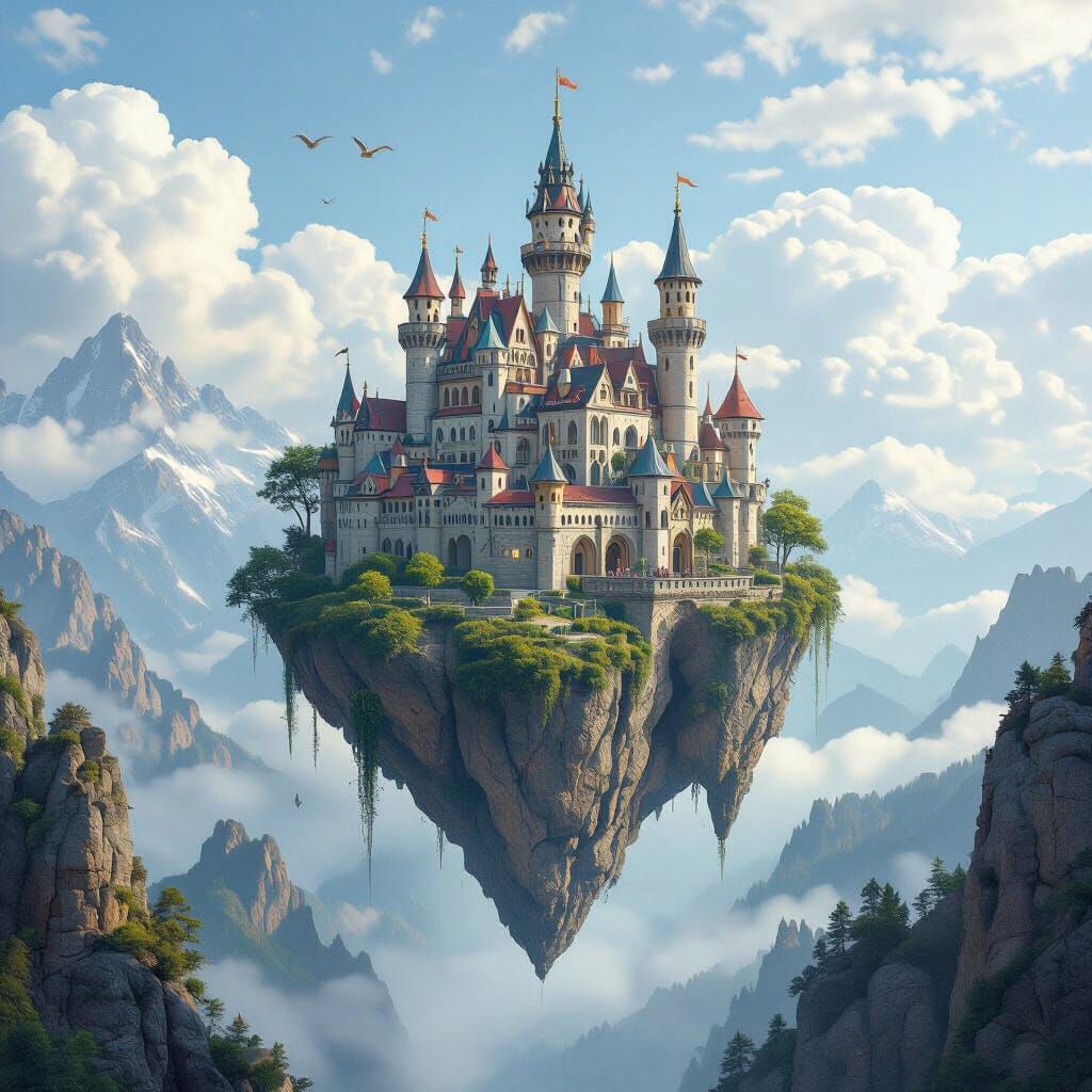 Floating Medieval City in Romantic Style