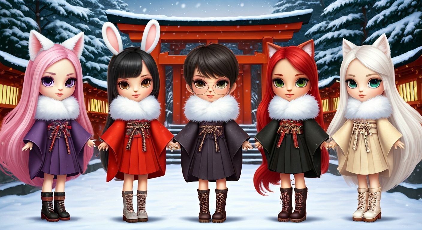 Kawaii Bratz Dolls in Harajuku Fashion at Meiji Jingu Shrine