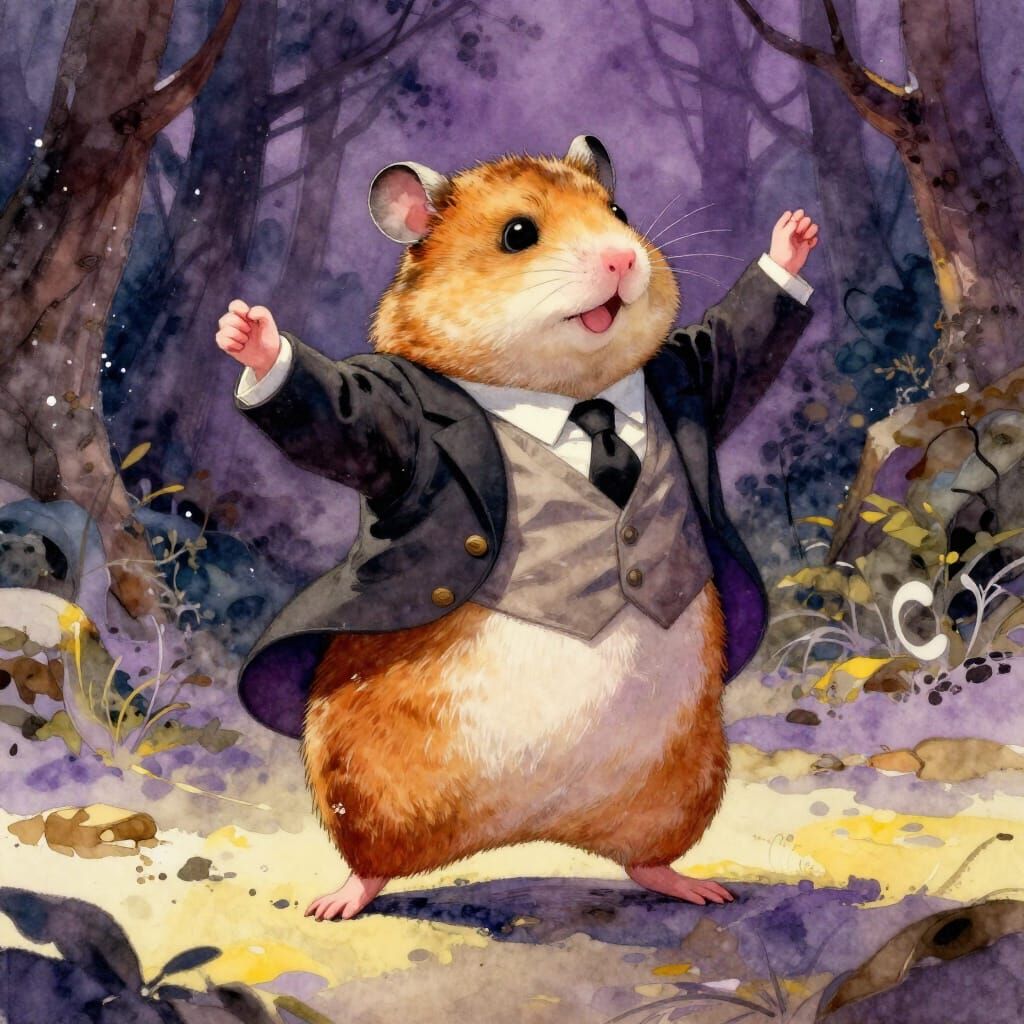 Hamster Dancing at Winter Ball in Forest