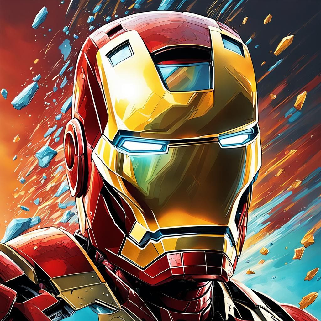 Hyperrealistic Iron Man Splash Art Concept