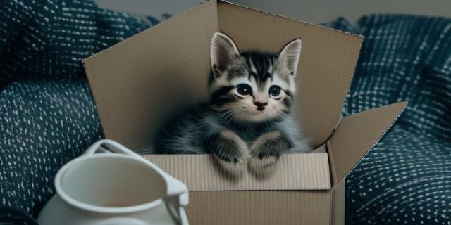 Cute Kittens in Cardboard Box, Photography