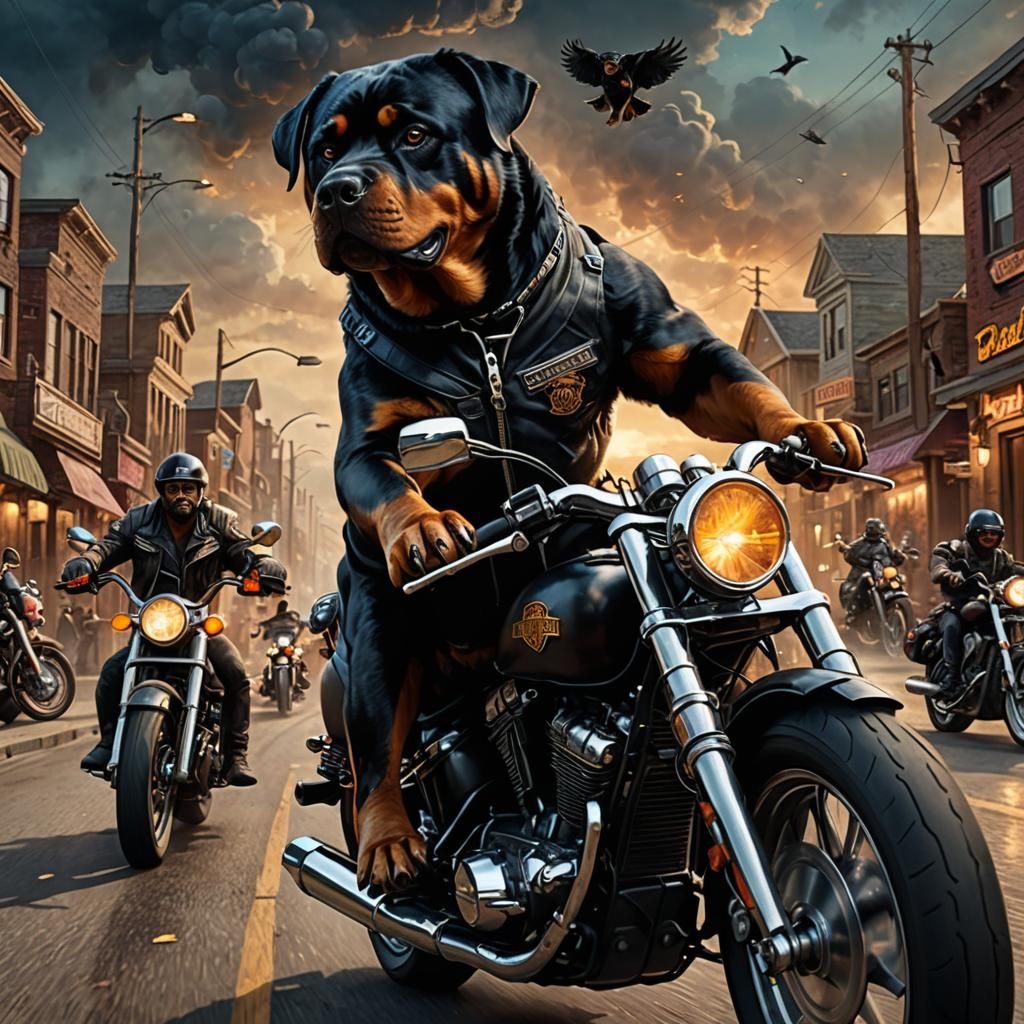 Rottweiler Leads Motorcycle Pack Through Desert
