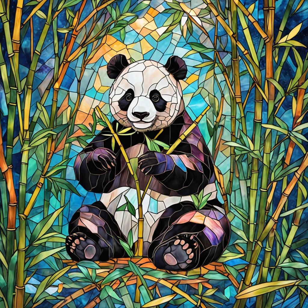 Stained Glass Panda Bear in Astral Colors