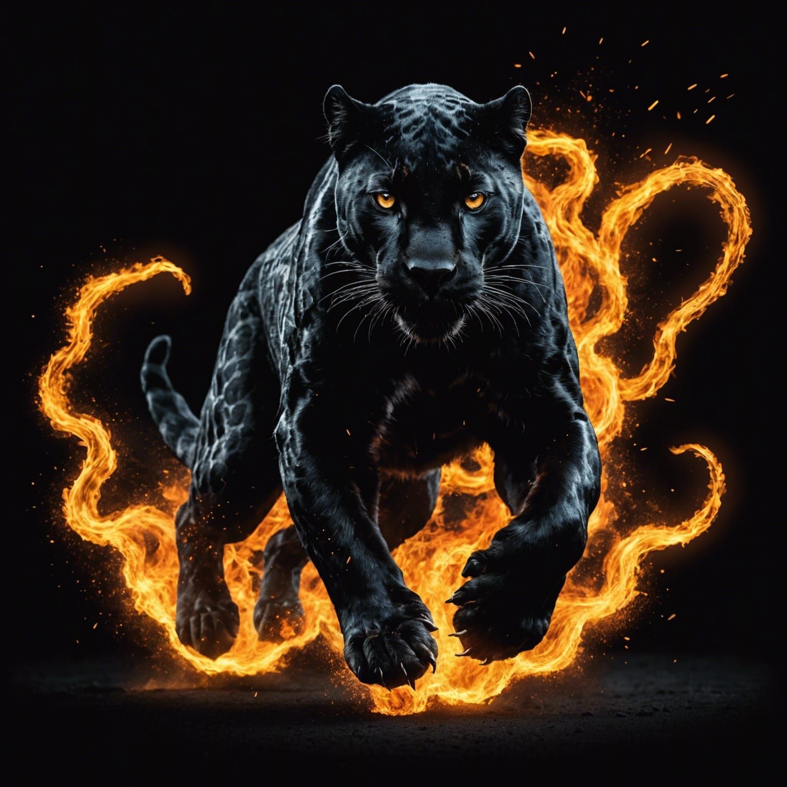 Black Panther Ablaze: A Fiery Digital Rendering