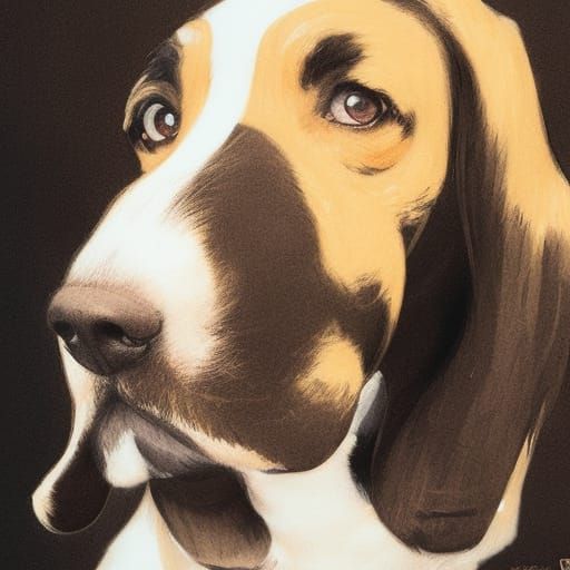 Sinister Basset Hound, Digital Fantasy Art