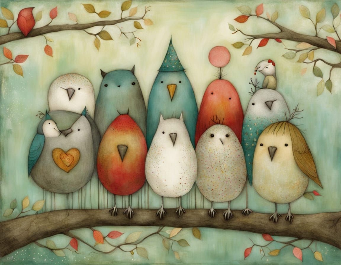 Whimsical Birds Perched in the Soul