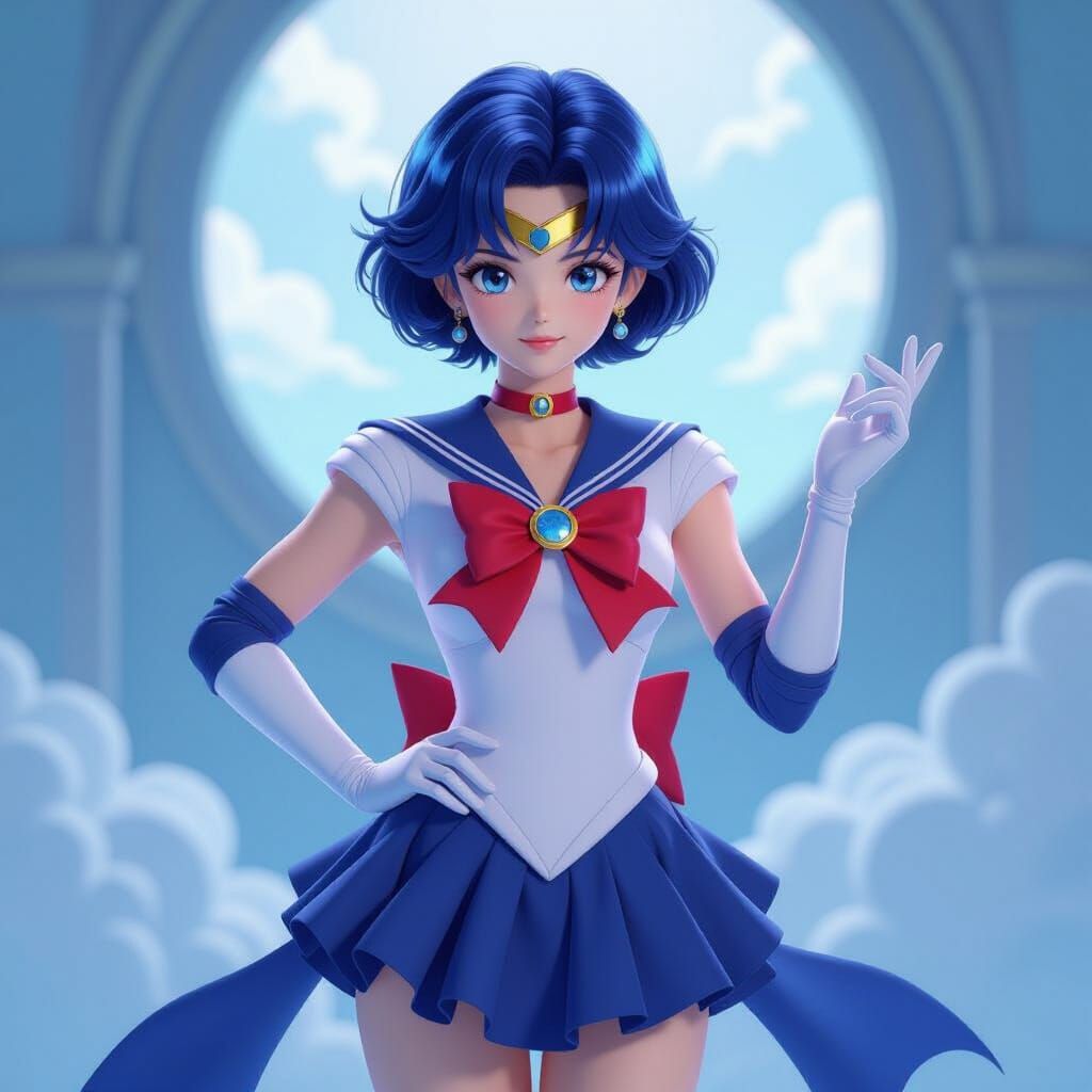 Sailor Mercury in Detailed 3D Anime Style