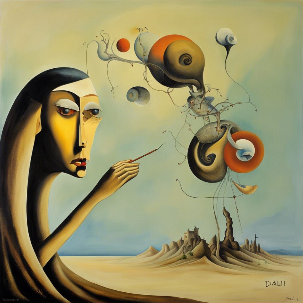 Surreal Moment of Revelation in Dreamlike Oil Painting