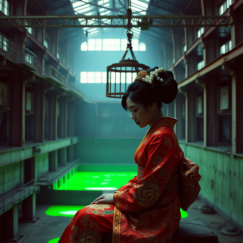 Geisha in Cage Above Radioactive Slime Pool