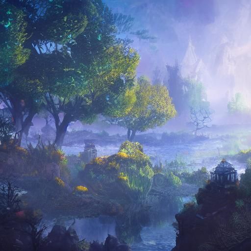 Fantastical Waterscape with Pearls and Diamonds