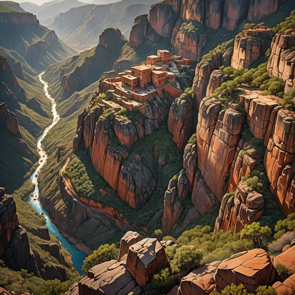 Hyperrealistic Copper Canyon Mexico Splash Art