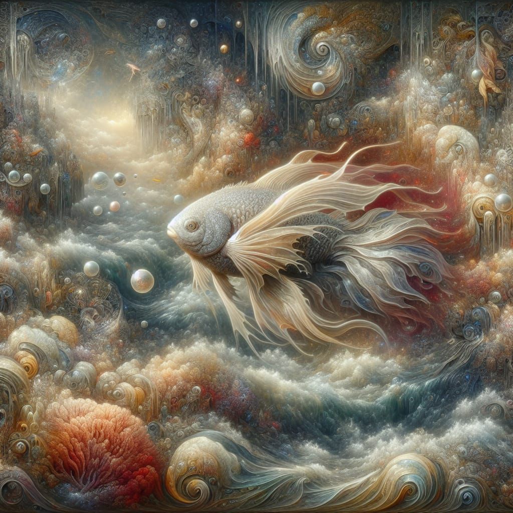 Fantasy Fish in Ethereal Underwater World as Digital Art