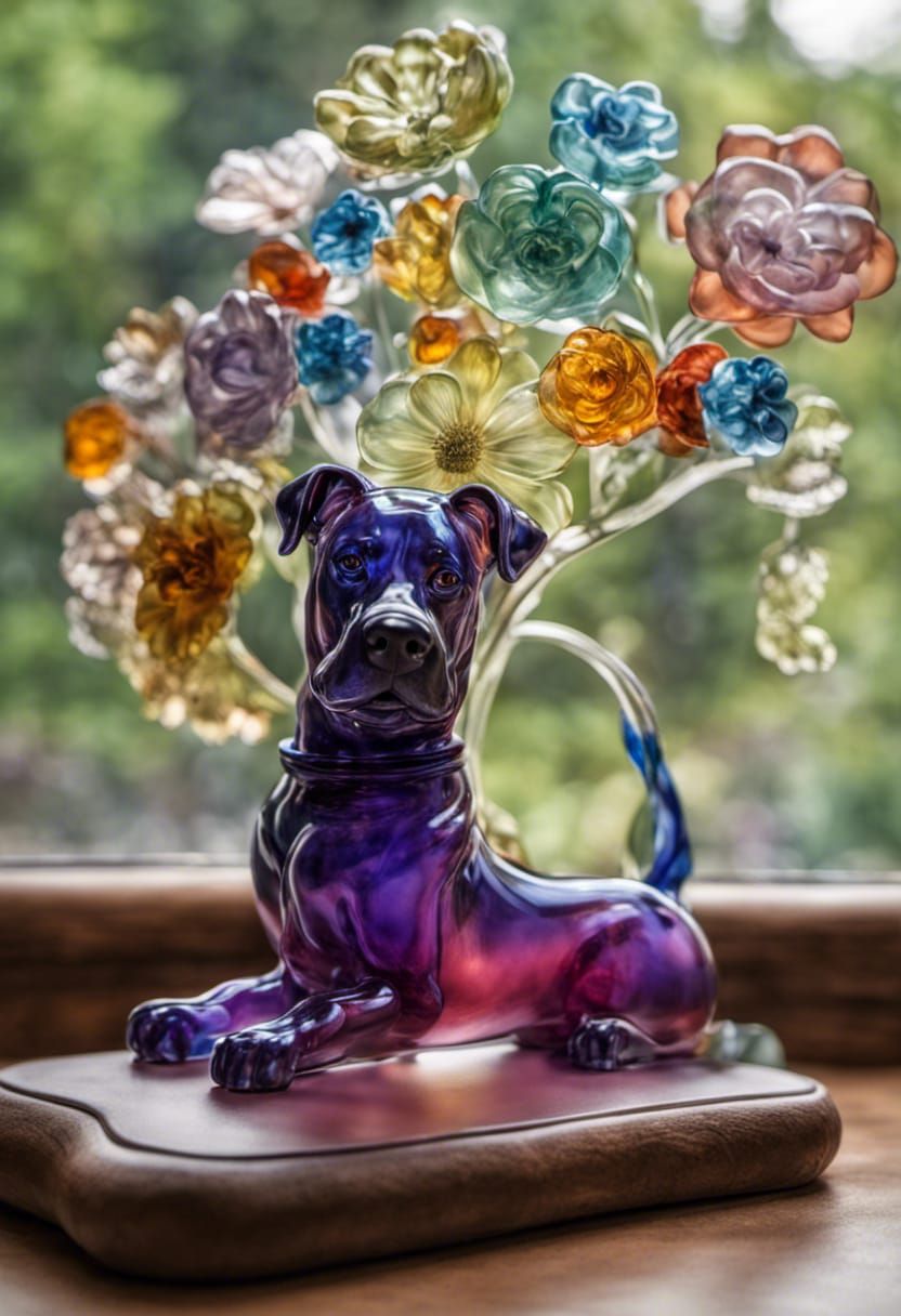 Ornate Blown Glass Dog Sculpture Art