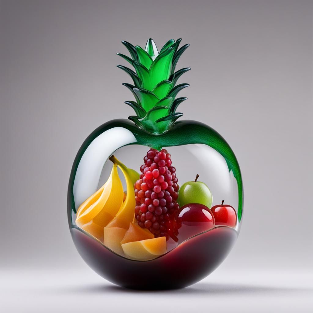 Glass Fruit Containing Miniature Cityscape