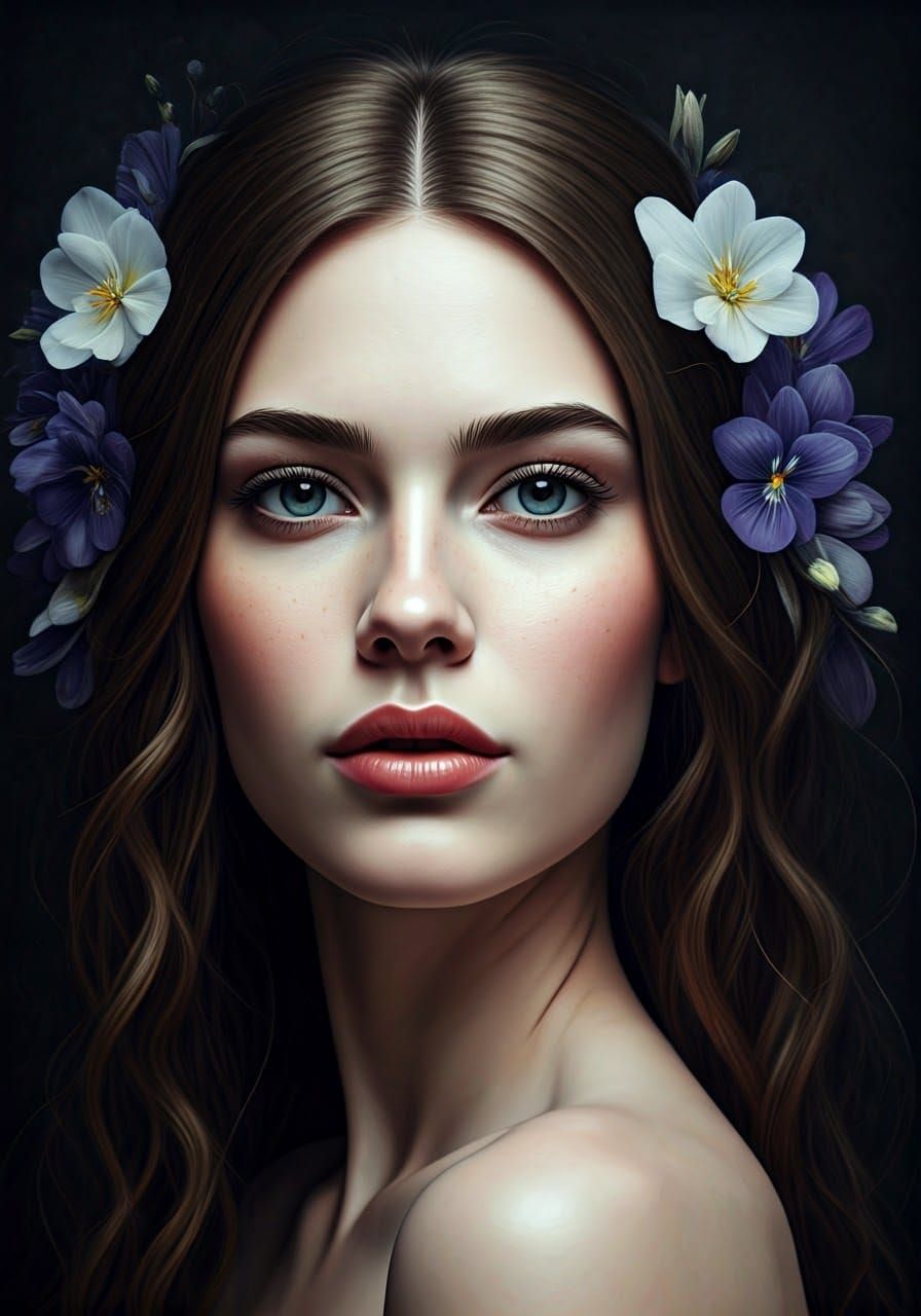 Dreamlike Portrait in Metallic Paper Iris Folding Style