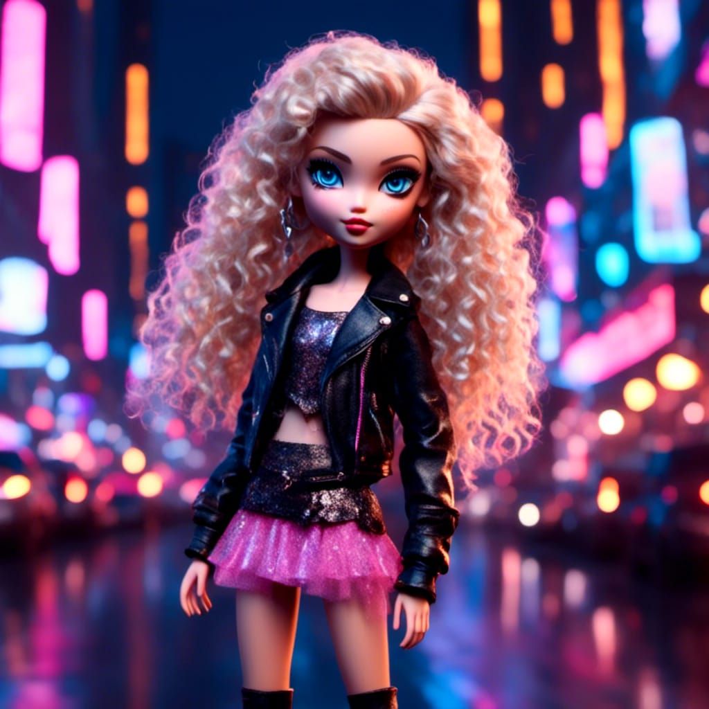 Bratz Doll in New York City at Night