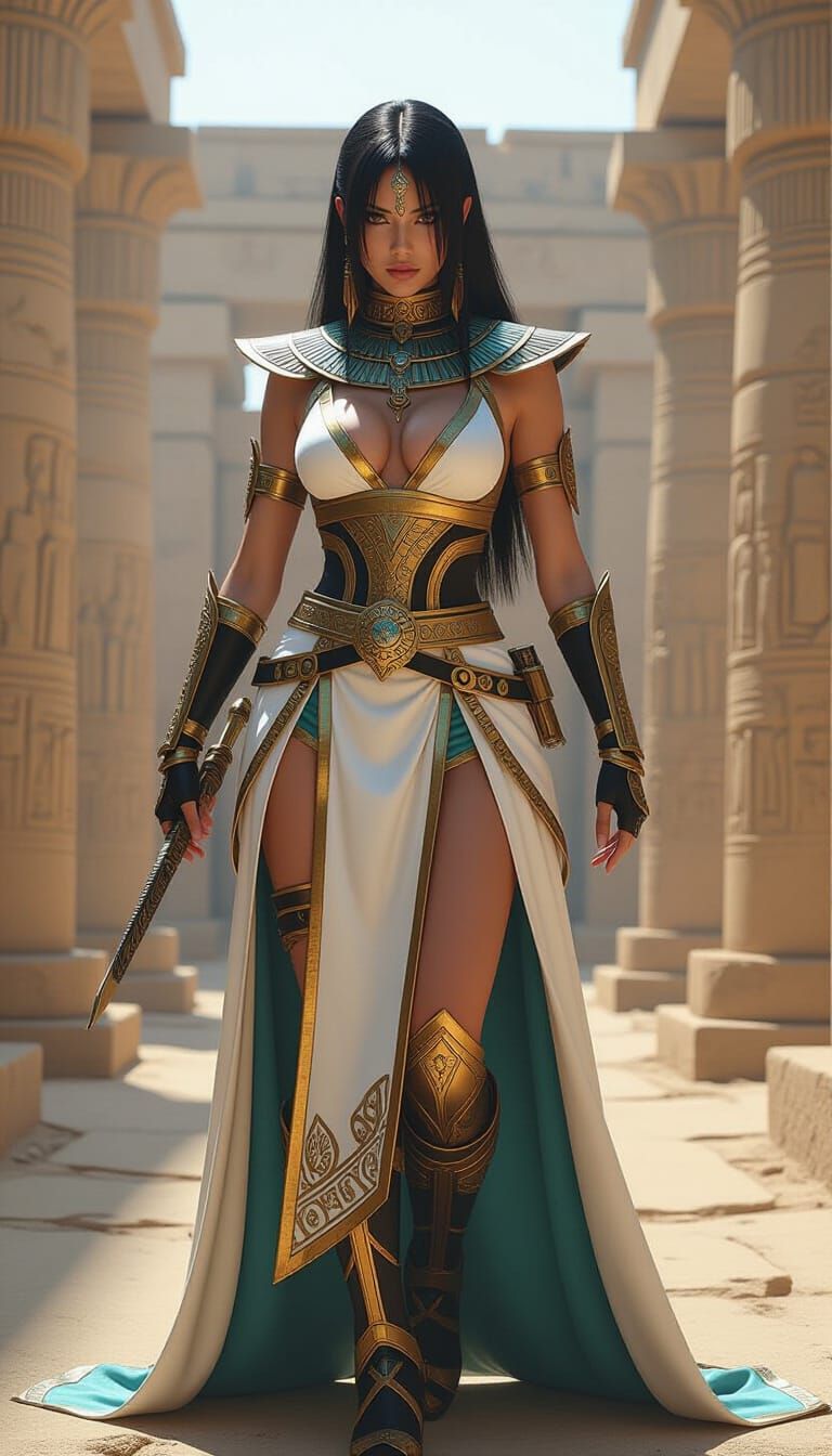 Zafina in Egyptian Costume in Ancient Ruins