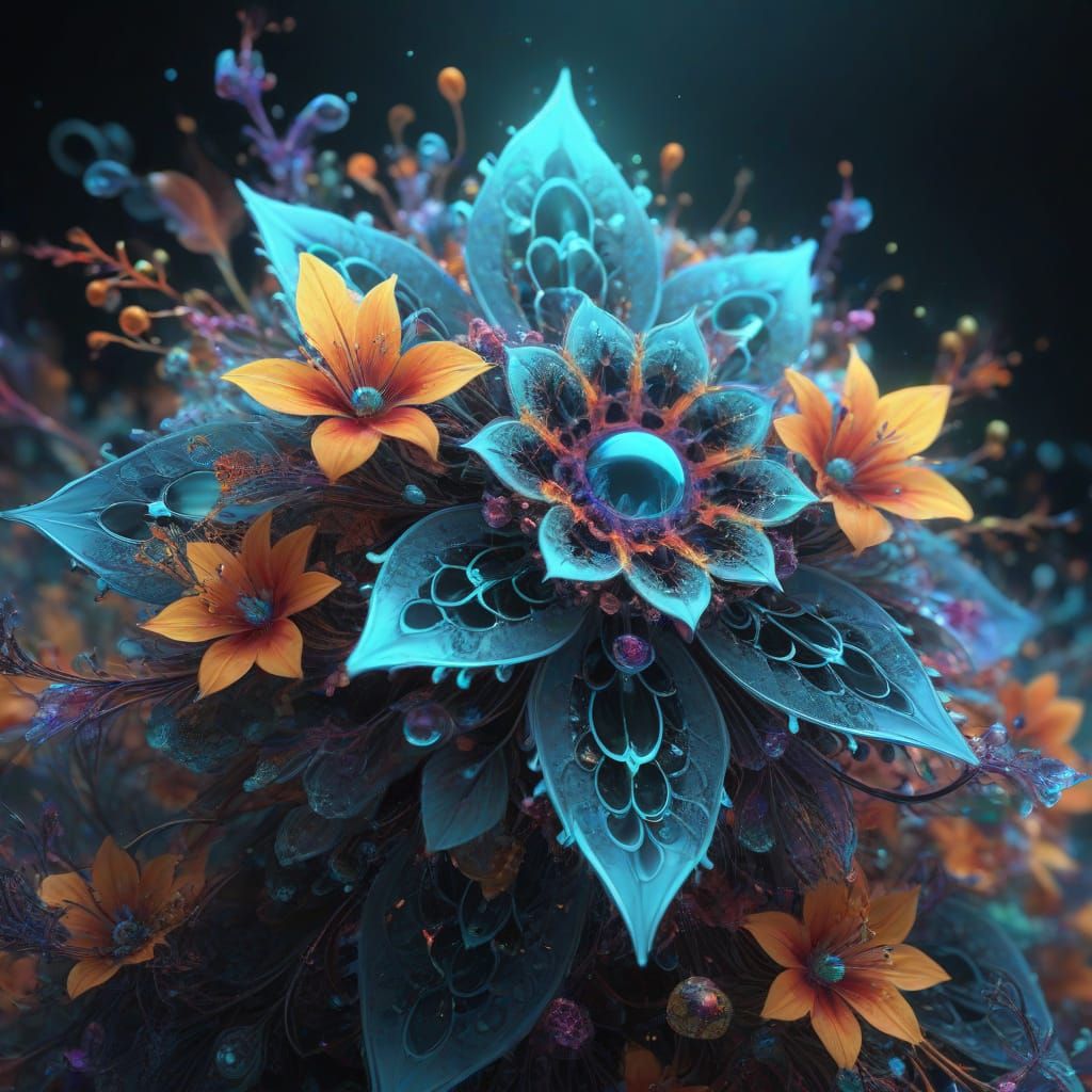 Ethereal Fractal Bloom in Vibrant Digital Art