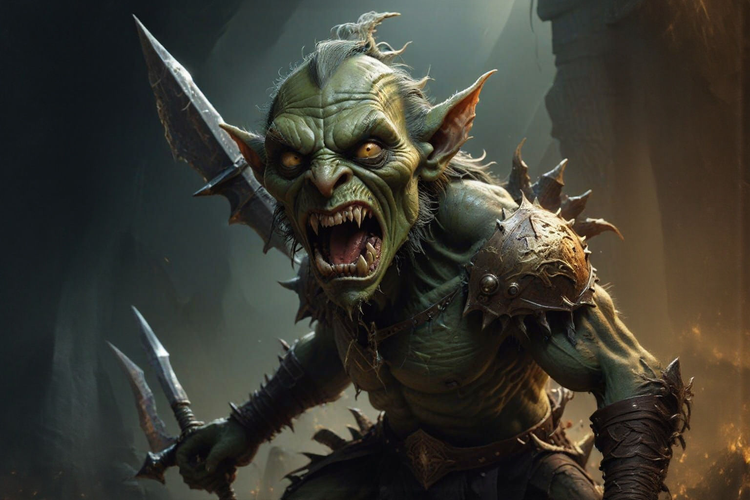 Fearsome Goblin Creature in Dark Fantasy Style