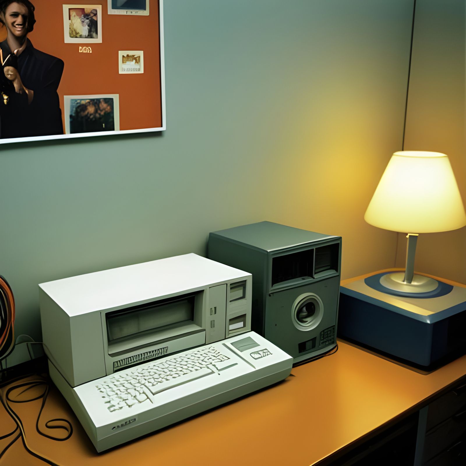 1980s Computer Setup with Dial-up Modem
