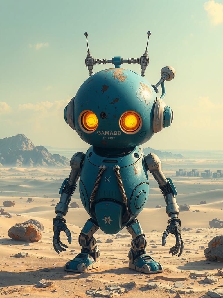 A Lonely Robot Wandering a Desert Wasteland