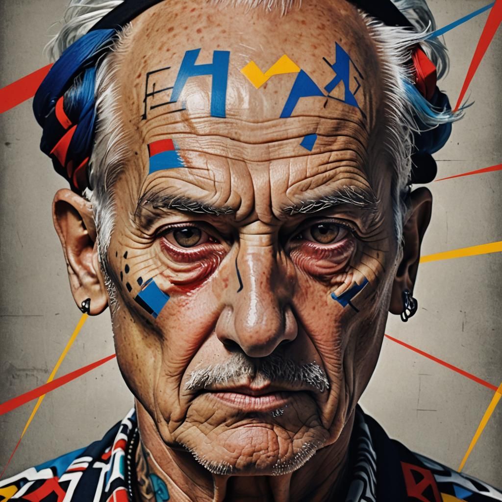 Pop Art Portrait: Fierce Grandpa in Graphic Novel Style