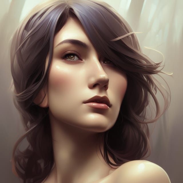 Gorgeous Lady Portrait in Hyperdetailed Art Style
