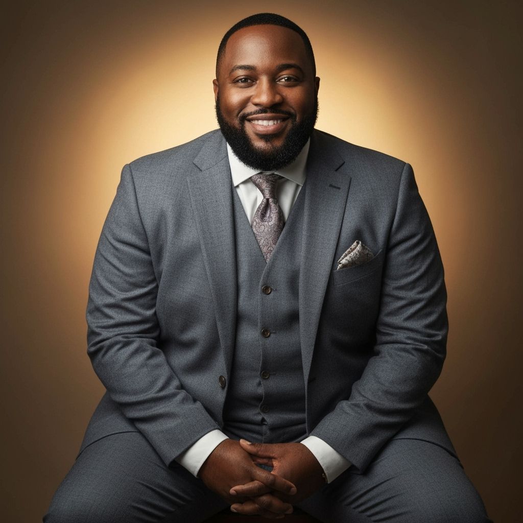 Confident Man in Suit with Golden Lighting