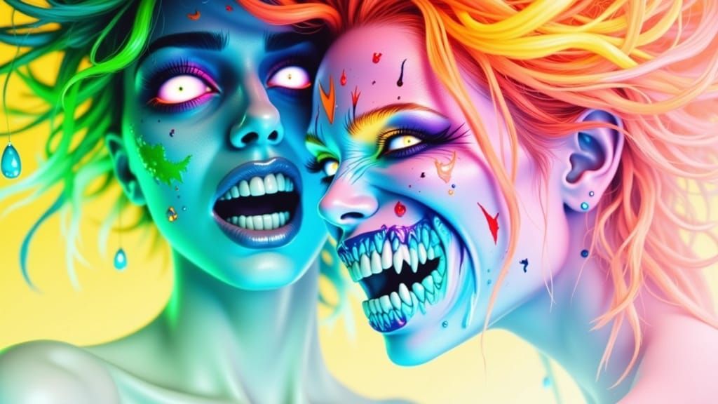 Cowgirl Zombie and Alien in Dark Fantasy Horror