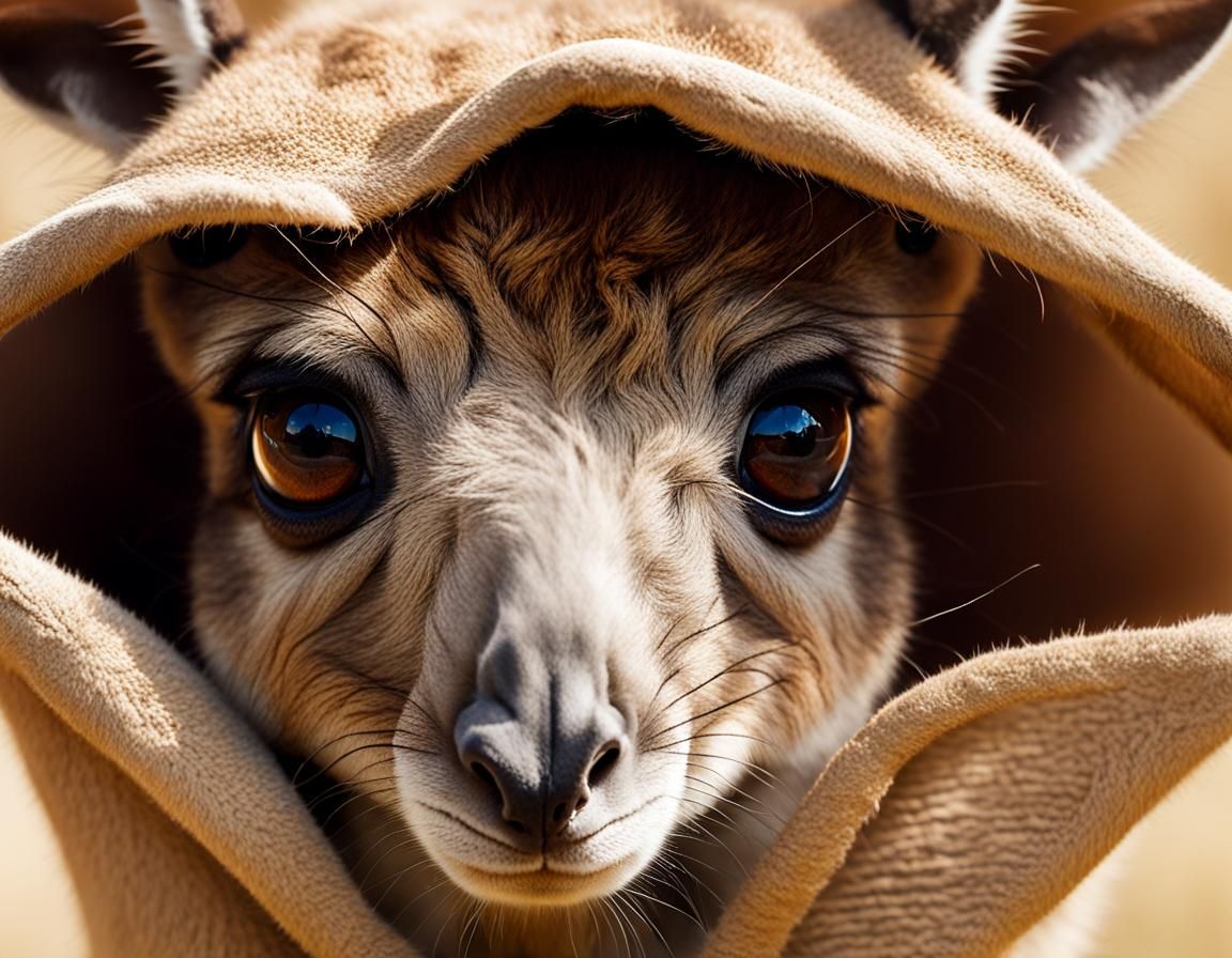 Baby Kangaroo Joey Portrait with Bokeh