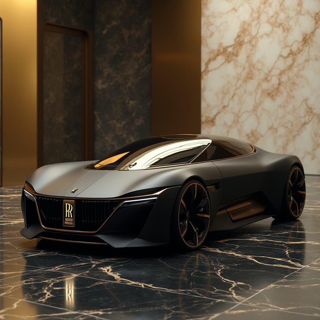 Luxury Rolls Royce Vision Next 100 in Opulent Gold and Silve...