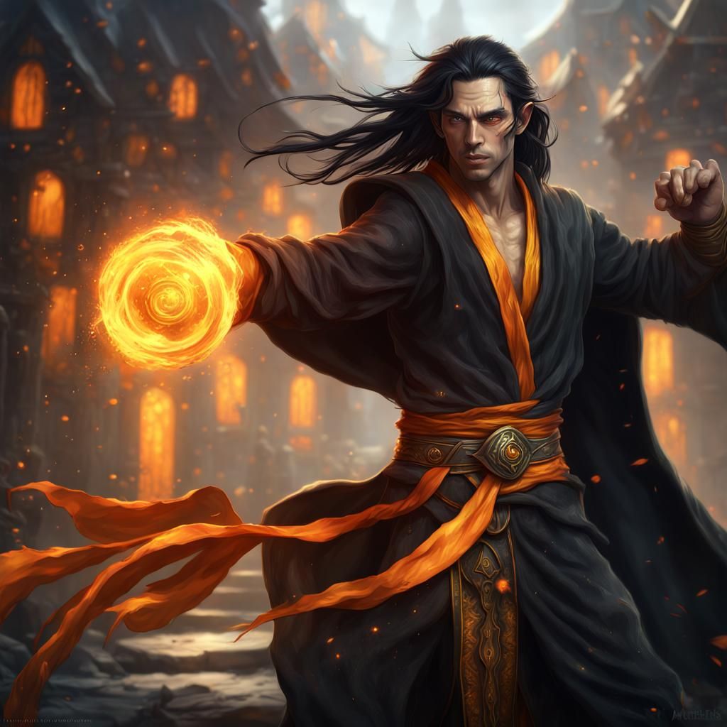 Mystical Monk with Energy Fists in Fantasy Art