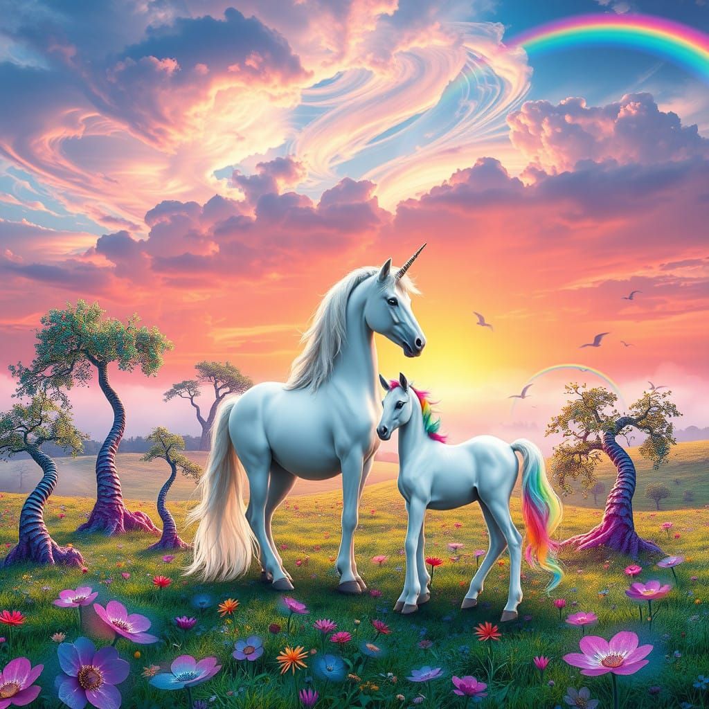 Mythic Flight of Wonder in a Dreamlike Landscape