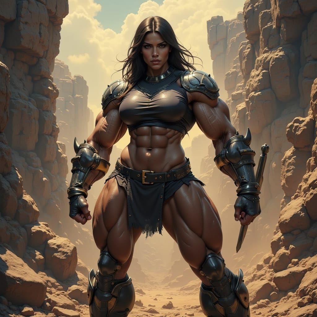 Statuesque Armored Warrior in Decayed Industrial Setting