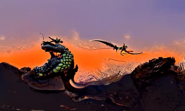 Detailed Dragon Diorama with Alligator Head