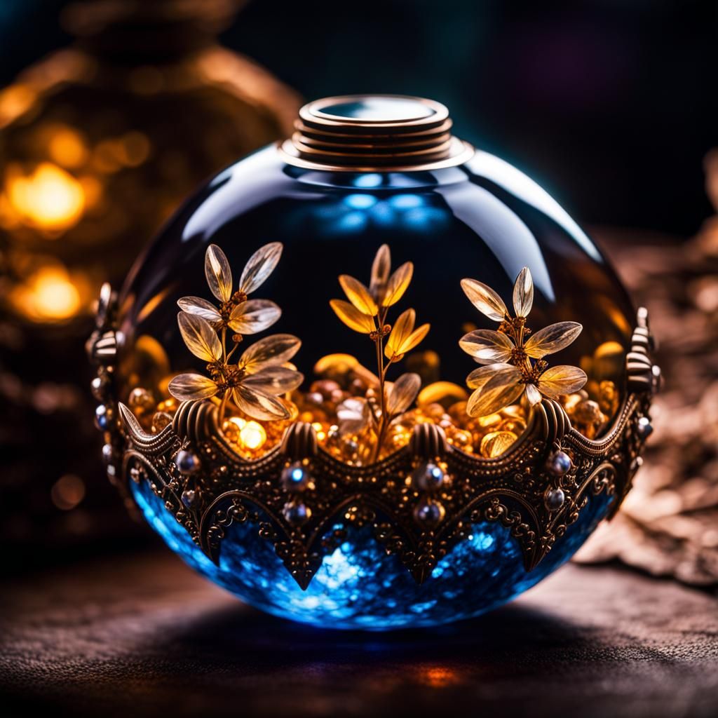 Enchanted Crystal Mandola with Fireflies in HDR