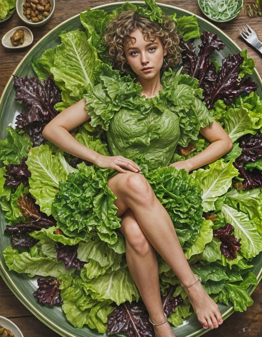 Fairy Girl in Salad Bowl Digital Portrait